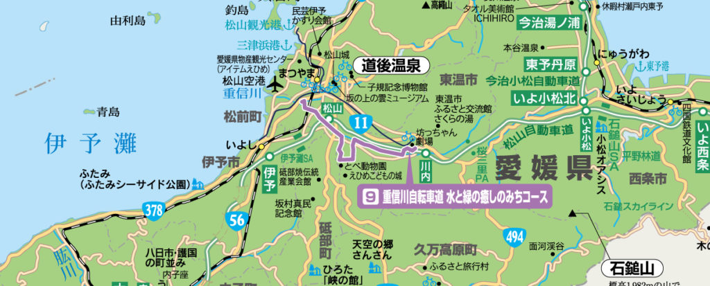 重信川サイクリングコースの地図